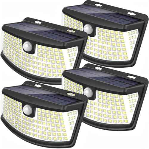 Aootek New Solar Motion Sensor Lights 120 LEDs with Lights Reflector,270¡Æ Wide Angle, IP65 Waterproof, Step Lights for Front Door, Yard, Garage, Deck (Back Button 4-Pack)