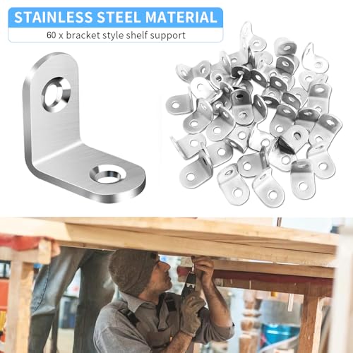 Vicuna R 20mm Stainless Steel Corner Brackets 40 pcs with Screws, Silver