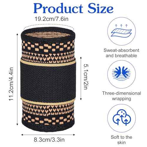 1 Pair Copper Wrist Compression Brace, Elastic Wrist Support Sleeve Sports Hand Wristlet Wrap for Women Men Gym Fitness, Workout, Typing, Weightlifting, Yoga(Medium)