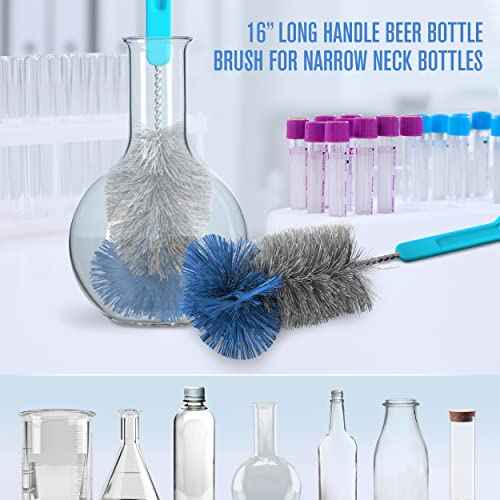 Houseables Bottle Brushes, Water Bottle Cleaner Brush Set, Hydroflask Cleaning Kit, Cup Cleaner Brush, Glass Brushes for Washing Glasses, Cup Scrubber, for Straw, Tumbler, Decanter, Flexible, 9 PK