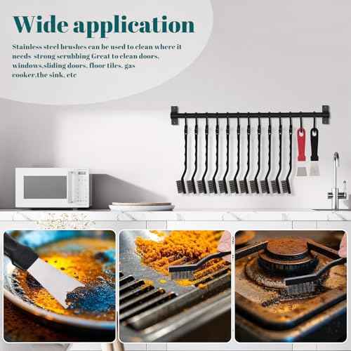 15PCS Mini Wire Brush Stainless Steel Brush Set£¬Masonry Brush Wire Bristle for Cleaning Welding Slag and Rust£¬Curved Handle Brush (Stainless Steel, 15)