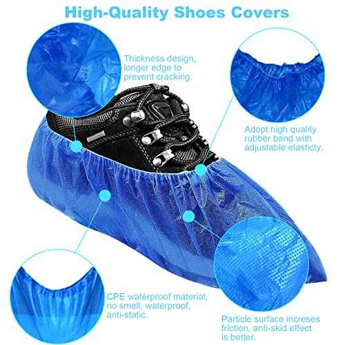 200Pcs/100Pairs Waterproof Shoe Covers Disposable Non Slip, Disposable Shoe Covers for Indoors, Premium Shoes Protectors Boot Covers, CPE Plastic Shoe Booties for Shoes Covers, Fit All Men&Women DHOOZ