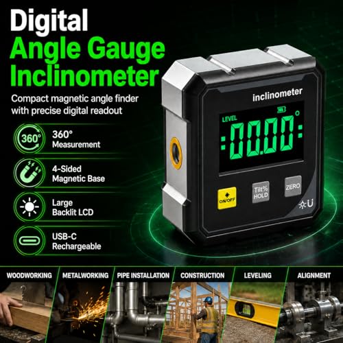 AKELOR M 4-Sided Magnetic Digital Laser Angle Finder Inclinometer