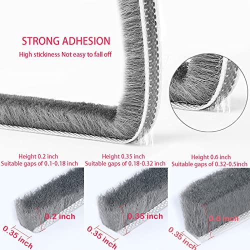UpinFun 33 Ft Gray Self-Adhesive Weather Stripping for Doors & Windows, 0.35'' Wide x 0.2'' Thick - Variation of THIS listing
