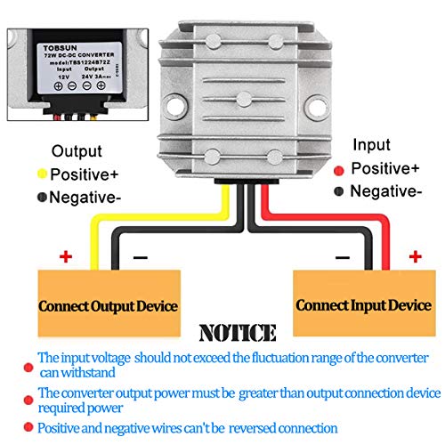 HOMELYLIFE 12V to 24V 3A 72W Voltage Booster Power Converter - Waterproof