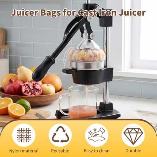 Juicer Bag Set 10 Pack for Cast Iron Juicer – Nylon Mesh, Reusable, Easy Tie