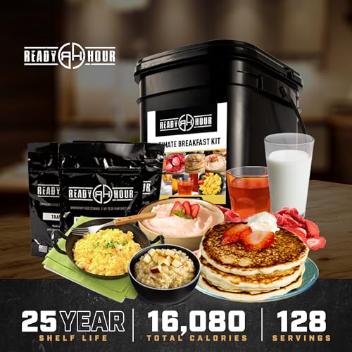 Ready Hour Emergency Food Supply Bucket - 128 Servings, 25-Year Shelf Life