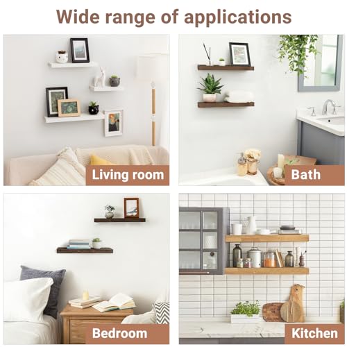 Mkono 4 Pack 6 Inch Hidden Floating Shelf Brackets Black Metal Supports