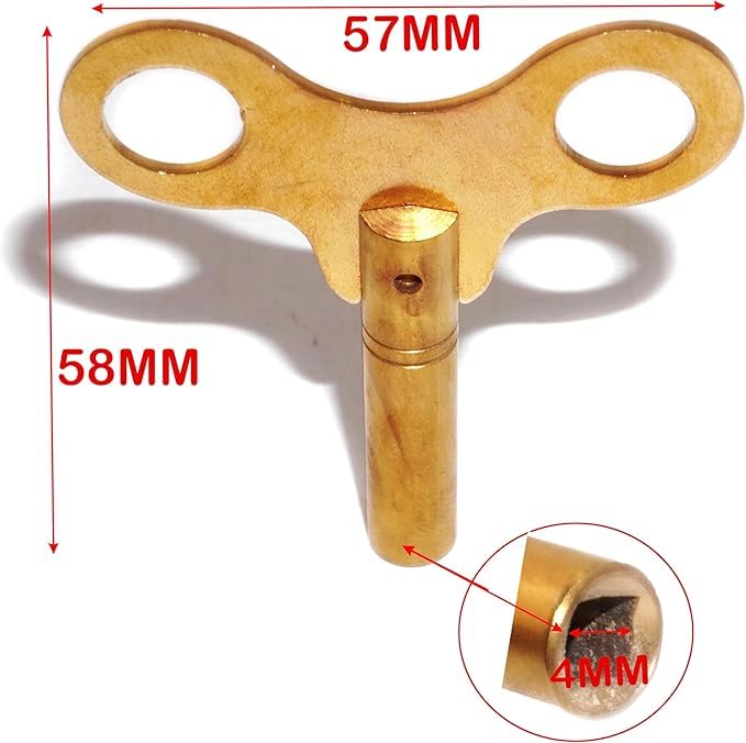 TAURISH Brass Clock Winding Key No. 7-4mm I.D. - Replacement Winder Tool