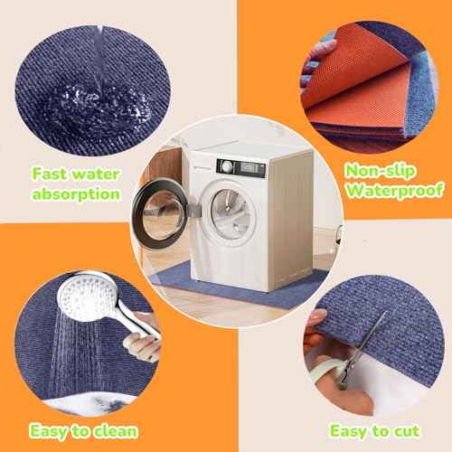 Under Washing Machine Mat and Dog Crate Mat 63 x 36 Inches£¬Waterproof with Rubber Backing for Dog Crate Washer Dryer Floor Protector Freezer Home Appliance, Noise Reducing, Non-Slip,can be Cut (Gray)