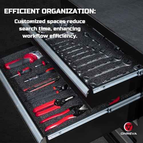 ONREVA Tool Box Foam 6Pack 18x12x1 inch, Foam Inserts for Cases, Polyethylene Storage Sheets for Toolbox Hard Case, Tool Shadow Insert, Kaizen Organizer Sheet