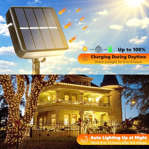 Joomer Solar Fairy String Lights 80FT 240LED Warm White 2-Pack, Outdoor Waterproof Garden Decor