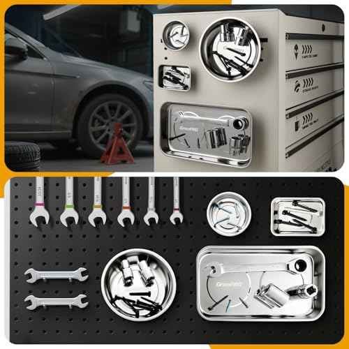 Magnetic Tray 4-Pack | Stainless Steel Magnetic Parts Trays | 3 Inch, 6 Inch, Square & Shallow Tray Set