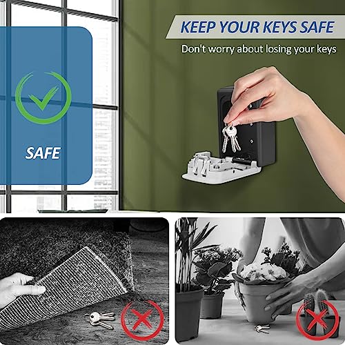 2 Pack Key Lock Box, 4 Digit Combination Lock Box Wall Mounted Waterproof Key Storage Lock Box for Indoor & Outdoor 5 Keys Capacity Re-Settable Code