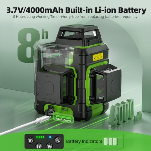 Huepar 3D Green Laser Level 360 Self-Leveling Cross Line Laser with Magnetic Bracket
