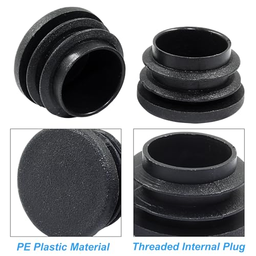20 Pack 1-1/8 Inch Black Plastic Tube End Caps - Waterproof Fits Round Pipes