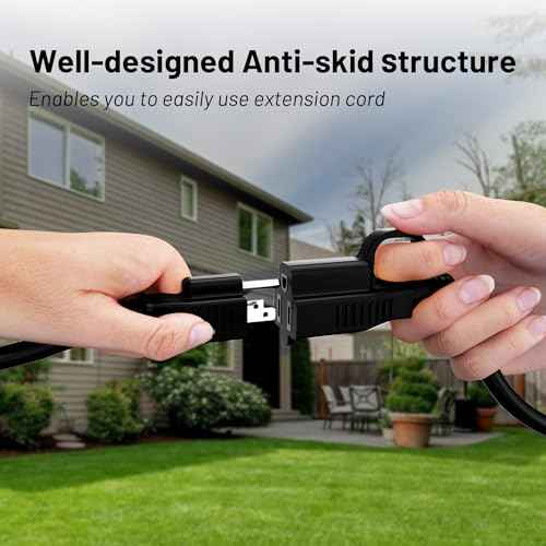16/3 Black Indoor Outdoor Extension Cord 10 Ft Waterproof, Heavy Duty Extension Cord with 3 Prong Grounded Plug,13A 1625W 16AWG SJTW, Flexible Weatherproof Power Cable for Offices, Gardens and Lawns