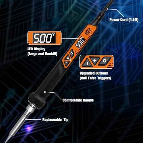 Soldering Iron, 160W High Power Soldering Tool, LED Digital Display Temperature Control Accurate 392¡ÆF-932¡ÆF, with ON/OFF Switch, 3 Iron Tips, Stand,Flux, Automatic Sleep Mode