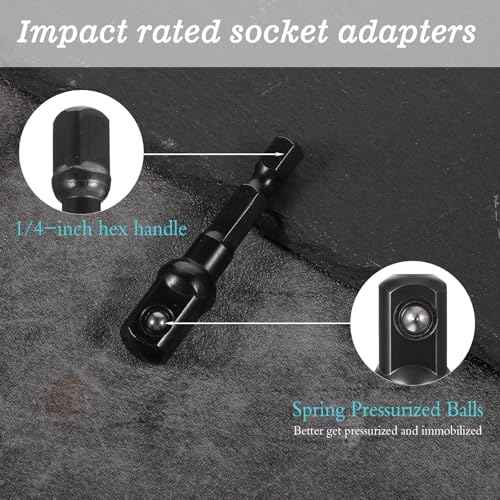 5pcs 3/8 Impact Socket Adapter, Drill Adapter 1/4 to 3/8 Socket Driver Adaptor Kit Hex Shank Impact Adapter for Impact Driver Automotive DIY Extension Bits Handle Nut Driver and Drills(3/8)