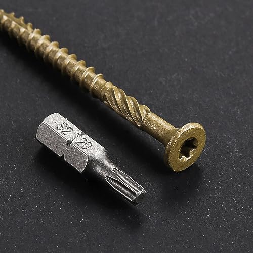 Wensilon Yellow #10 x 3 Inch Exterior Deck Screws 137PCS Bronze Coated Outdoor Wood Fasteners