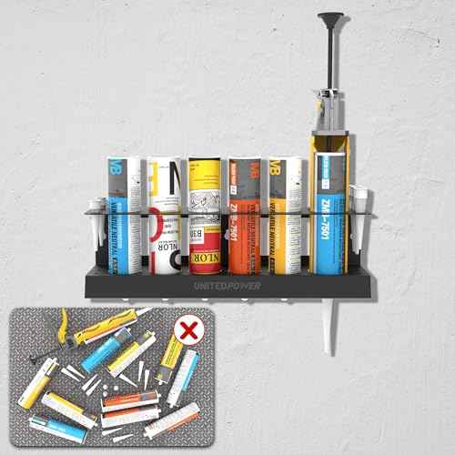 UNITEDPOWER Caulking Gun Holder, Wall Mount Hand Caulking Gun Storage Rack, Caulk Tube Organizer for Workshop, Shop, Garage
