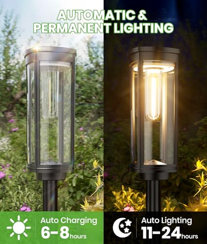 BITPOTT Solar Pathway Lights Outdoor 8 Pack Warm White IP65 Waterproof Garden Path Lights