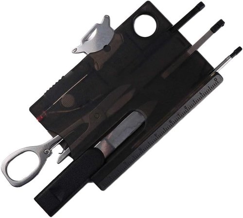 Black 12 in 1 Pocket Credit Card Outdoor Survival Multi Card Multi Tool EDC Tool Gear Multitools and Accessories, Multitools
