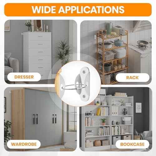 Furniture Anchors for Baby Proofing (10 Pack) Anti Tip Furniture Anchors Securing 400lbs,Wall Anchor Earthquake Straps Prevent Baby Pet from Falling Furniture Dresser & Bookshelf, White