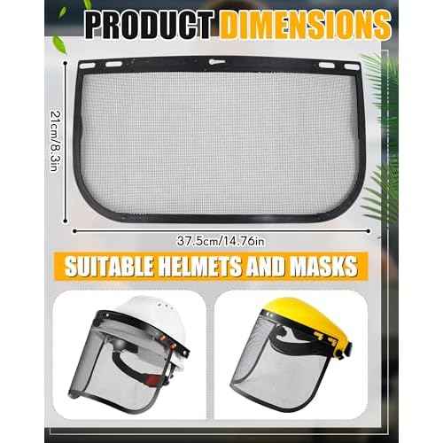 5 Pcs Faceshield Replacement Visors Steel Wire Mesh Safety Face Shield Mask for Weed Whacking Grinding Black Mesh Face Shield for Woodcutting Mowing Gardening Trimming, Headgear Not Included