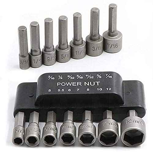 14Pcs Power Nut Driver Drill Bit Set, 1/4¡± Hex Socket Adapter Bolt Drivers Repairing Tool Kit, Suitable for Quicker Change Chuck, Electric Screwdriver, Hand Drill, Pneumatic Drill, Lithium Drill