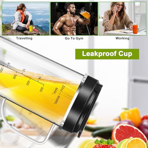 UBYNID 2 Pack 22oz Magic Bullet Blender Cups with Handle & Flip-Top Lid Replacement Parts