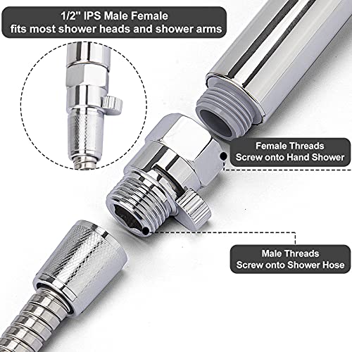 MAYYAYA Black Brass Shower Head Flow Control Valve - NPT1/2 Metal Shut-off