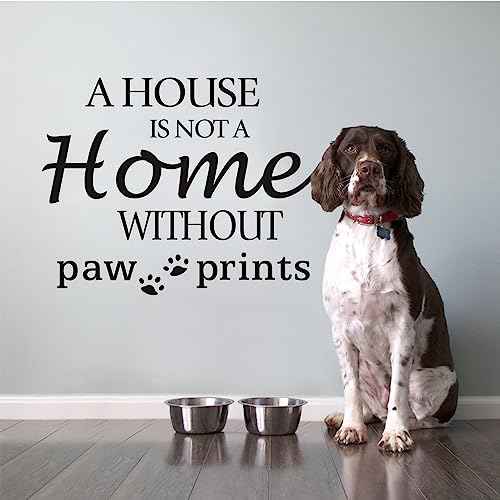 A House is NOTA Home Without Paw Prints, Cute Dog Wall Decal Quotes Letter Vinyl Art Sticker Home Decor 23¡¿18In