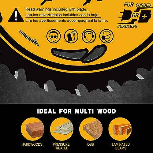 6-1/2 Inch 24-Teeth(1PC) Circular Saw Blade with 5/8'' Arbor, High-Density Carbide Teeth for Wood, Plywood, OSB & More