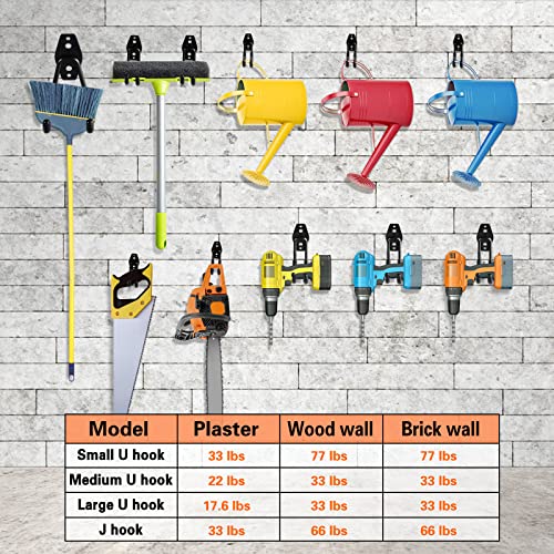 HUPBIPY 12 Pack Heavy Duty Garage Wall Hooks Black Ladder Storage Set