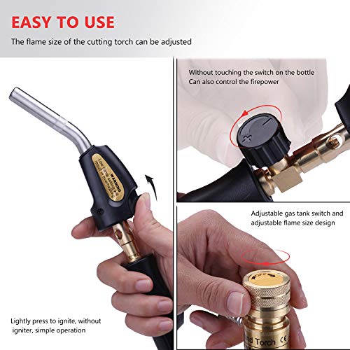 Propane Torch Hand Hose, Mapp Gas Torch,Welding Torch,Hose Length 1.5M/60"Maximum Operating Temperature 1900¡É/3600¢µ-with Hook (Quick ignition with valve Style)