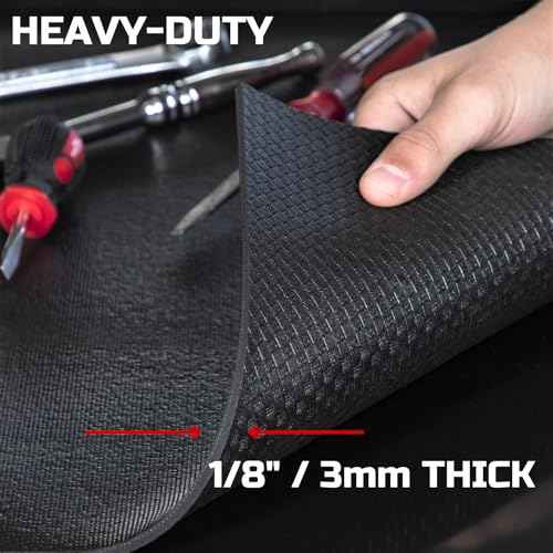 ONREVA Tool Box Liner 24 inch Wide x 12 ft Large, Thick Heavy Duty Toolbox Drawer Liners, Rolling Tool Chest Foam Mat, Shelf Rubber Mat, Black Non-Slip Organizer Pad for Cabinet, Workbench