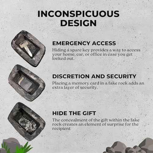 Hide A Key in Plain Sight in a Real Looking Rock/Stone, Holds Standard Sized Spare Keys