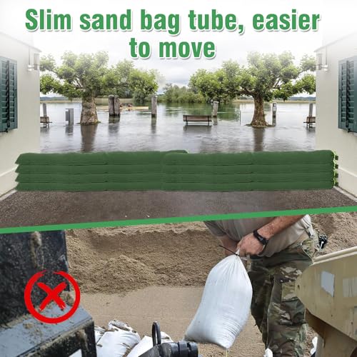 Biubee 4pcs 6ft Long Canvas Flood Sandbags with Elastic Bands – Reusable Heavy-Duty Water Barriers