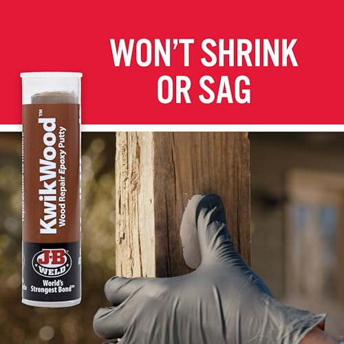 J-B Weld KwikWood Wood Repair Epoxy Putty Stick 3.5 Inch - Light Tan, 1 oz