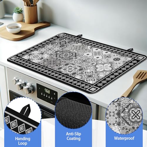 Kuyig Home 28x20in Grey Heat-Resistant Stove Top Cover – Multifunctional Rubber Protector