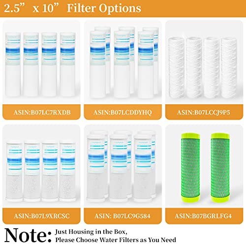 Geekpure 10 Inch Whole House Water Filter Housing - 3/4" Brass Ports, Variation 1