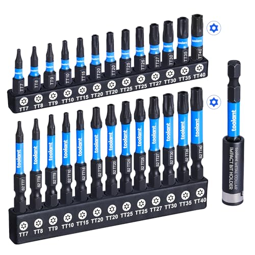 Toolant 26+1PCS Impact Security Torx Bit Set TT7-TT40, S2 Steel Impact Driver Bits