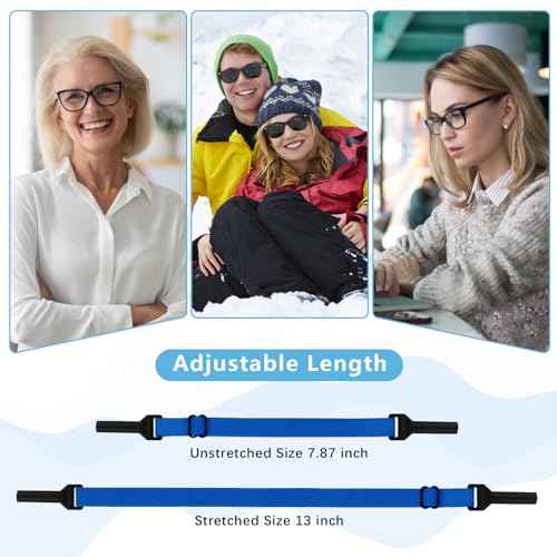 Glasses Strap - 8 Pcs Big Kids' Adjustable Eyeglasses Strap - No Tail Eyeglasses Holders Around Neck for Women's With 4 Pair Ear Hooks & Eye Cleaning Cloth, Sunglasses Eyewear Retainer(8-13in)