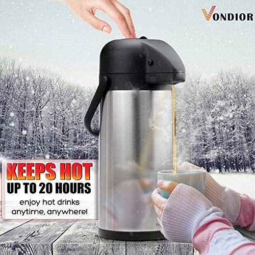Coffee Carafe for Keeping Hot - 102oz/3L Airpot Coffee Dispenser with Pump - Insulated Stainless Steel Hot Beverage Dispenser for Parties - Thermal Carafe for Hot Drinks Water Tea Chocolate