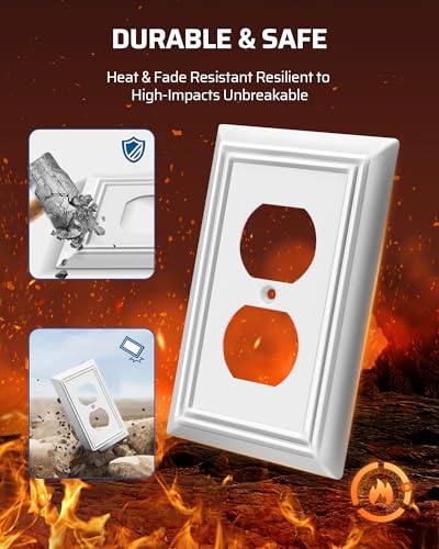 DEWENWILS 4 Pack White Metal Outlet Cover Plates - Duplex Wall Plates