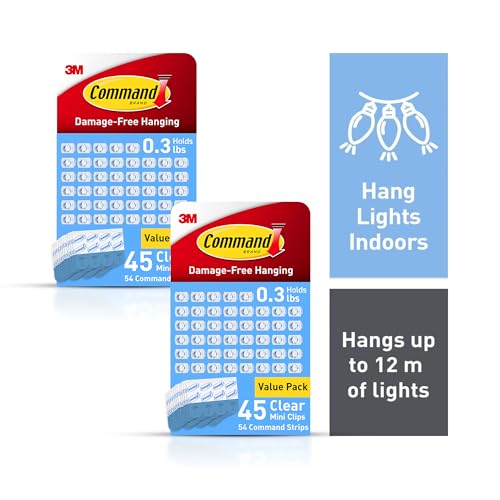 Command Indoor Mini Light Clips 90 Count - Damage-Free Holiday & Decor Hanging