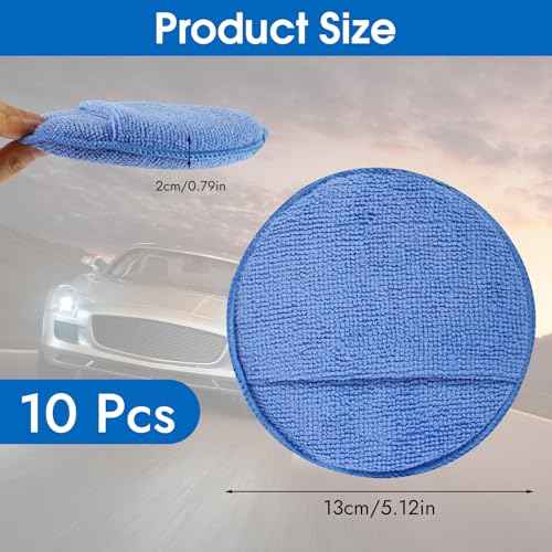 10 Pack Wax Applicator Pads, Microfiber Applicator Pad with Finger Pocket, Foam Car Wax Applicator Pad for Car Cleaning and Polishing (Blue)