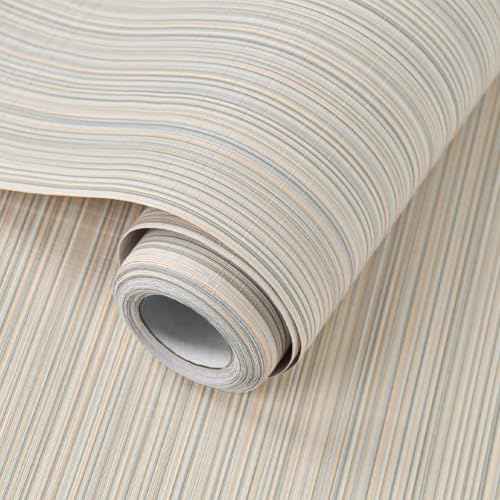 Naphite Grasscloth Peel and Stick Wallpaper Modern Textured Self-Adhesive Wallpaper 118inL 15.7inW Neutral Fabric Contact Paper for Cabinets Drawers Furniture Faux Linen Removable Bedroom Wall Decor