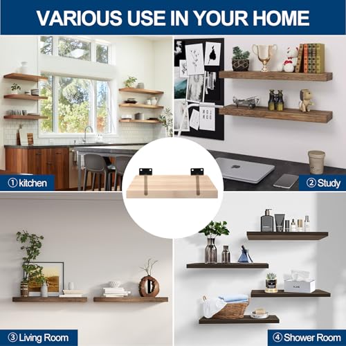 MHMYDZ 12 Pack 8" Black Solid Steel Floating Shelf Brackets Concealed Supports